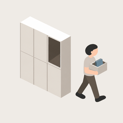 荷物を持って職場を去る人のイラスト