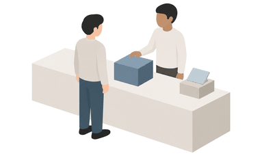 レジで会計している様子のイラスト